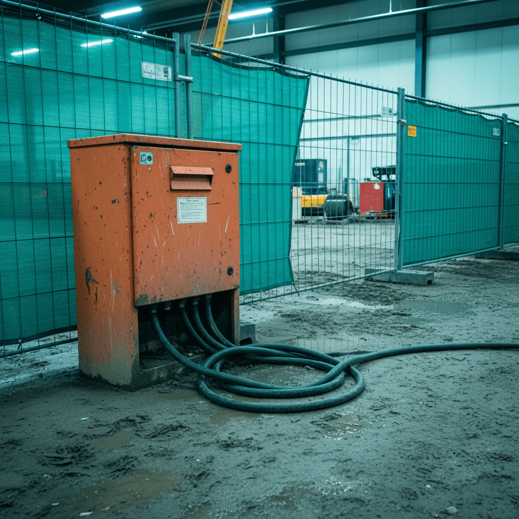 Baustromkasten Installation auf einer Großbaustelle